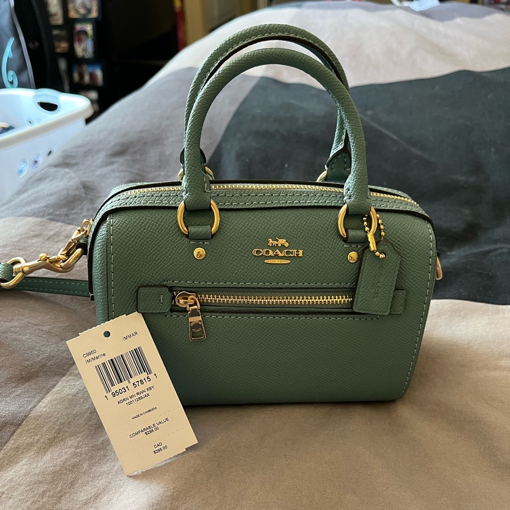 Coach (C9950) Mini Rowan Marine Crossgrain Leather Satchel Crossbody Handbag